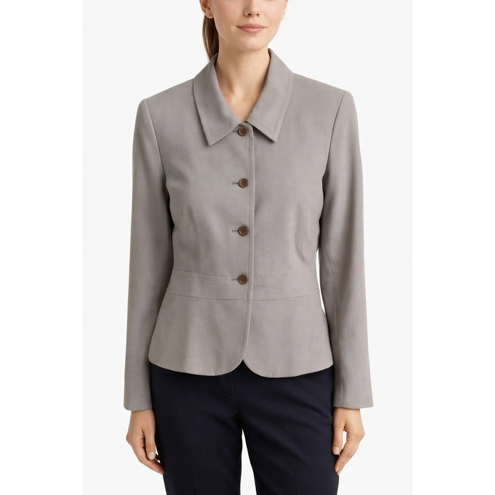 Talbots Blazer Women's SZ 2 Italian Wool Stretch Blend Gray Brown LinedJacket